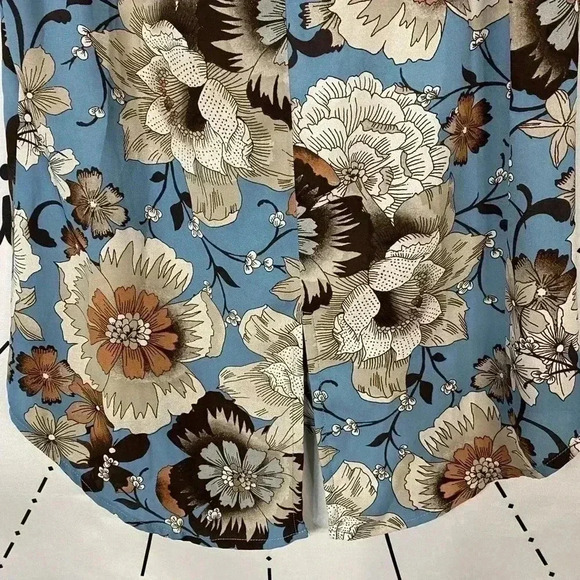 Sanctuary Floral Craft Printed Ruffled Shell Button Down Sleeveless Blouse Top - Picture 7 of 7